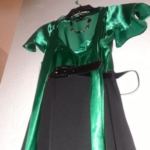 One piece Emerald green top dress